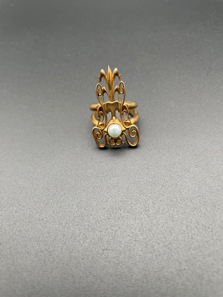Gold Plated Ancient Pearl Ring by Theofilos
