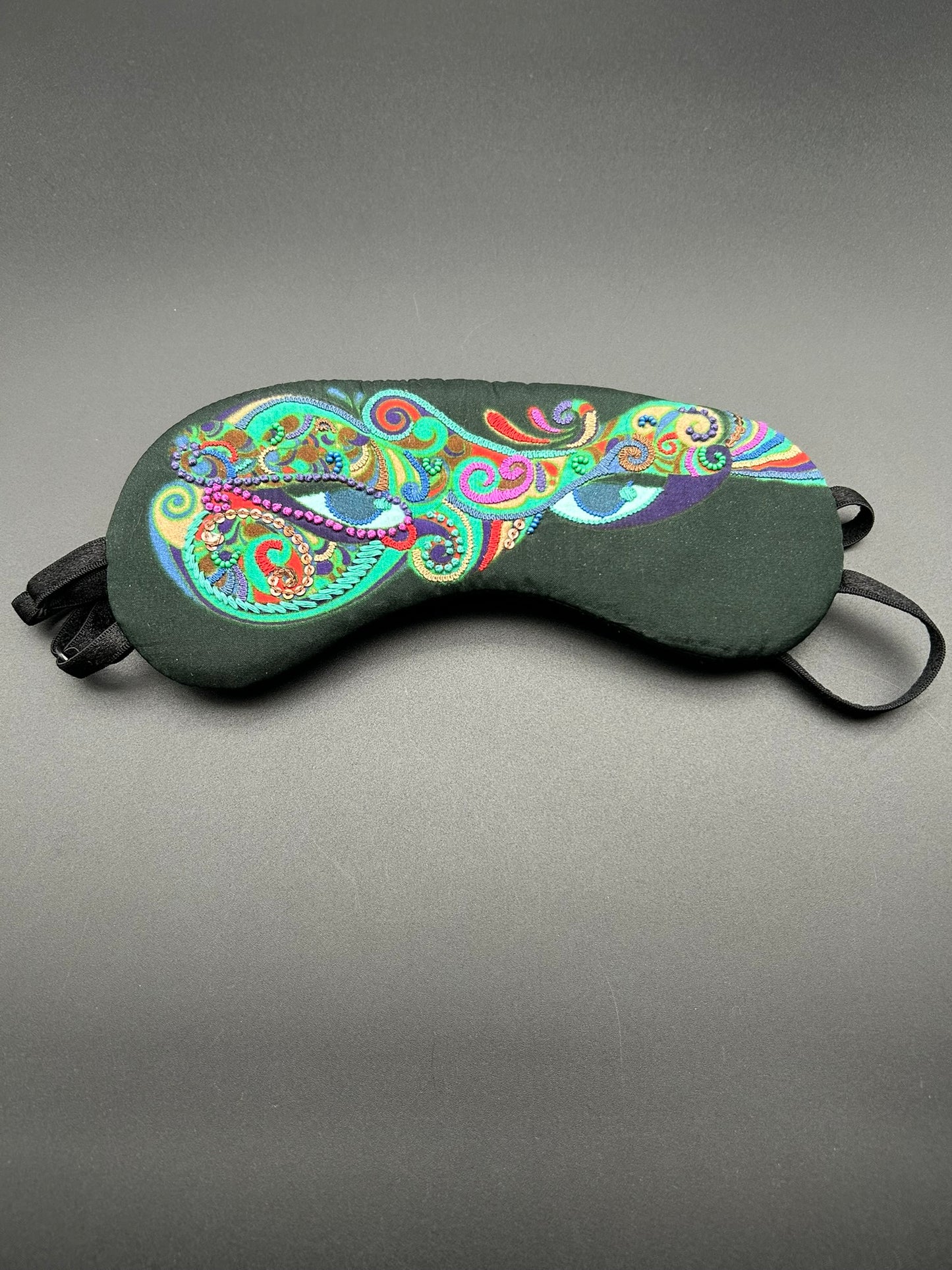 Hand Embroidered Silk Eye Mask-- Night Goddess