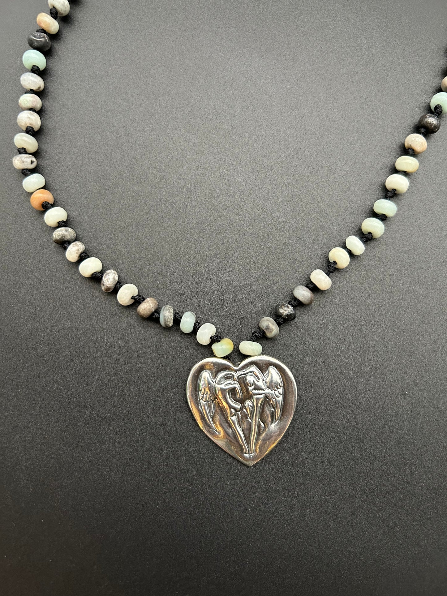 Amazonite Angel Heart Necklace by Theofilos