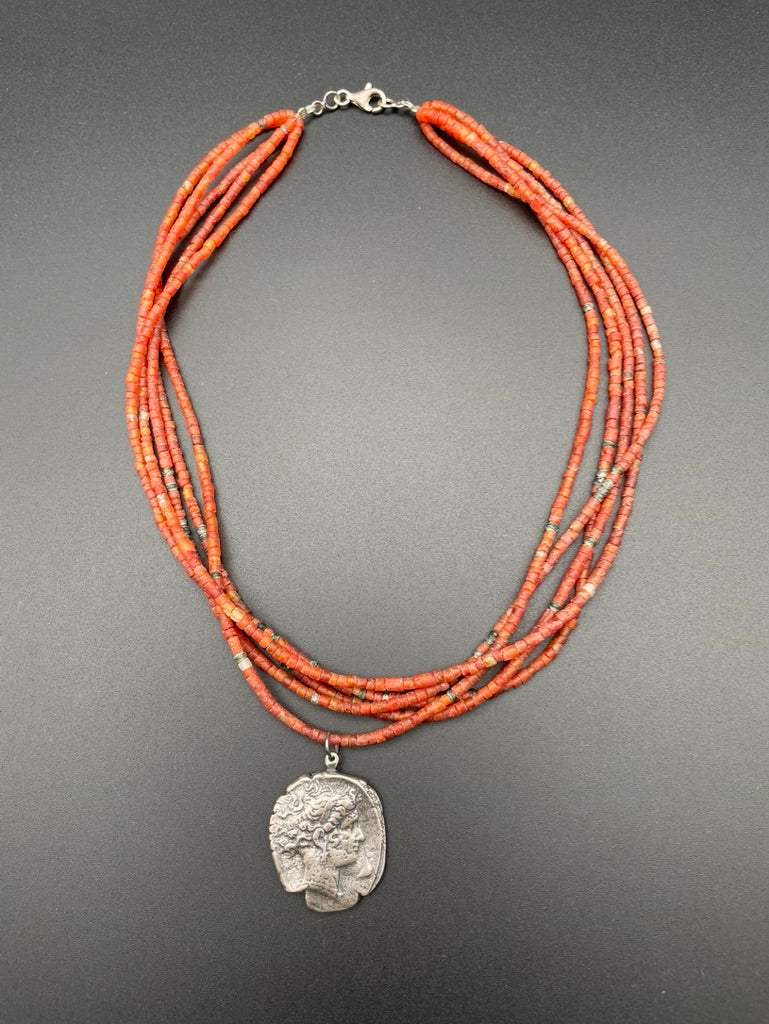 Sterling and Carnelian Sappho Necklace by Theofilos