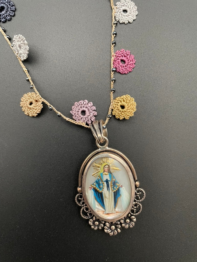 Reversible Sterling Madonna/Gabriel Necklace