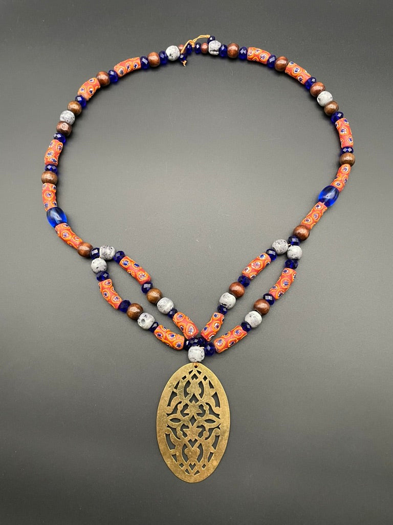 Brass Medallion Necklace by Joykech