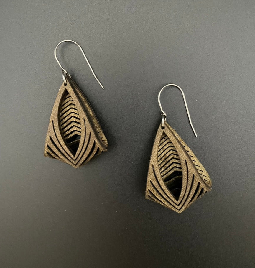 Metallic Leather Earrings (Color Bronze)