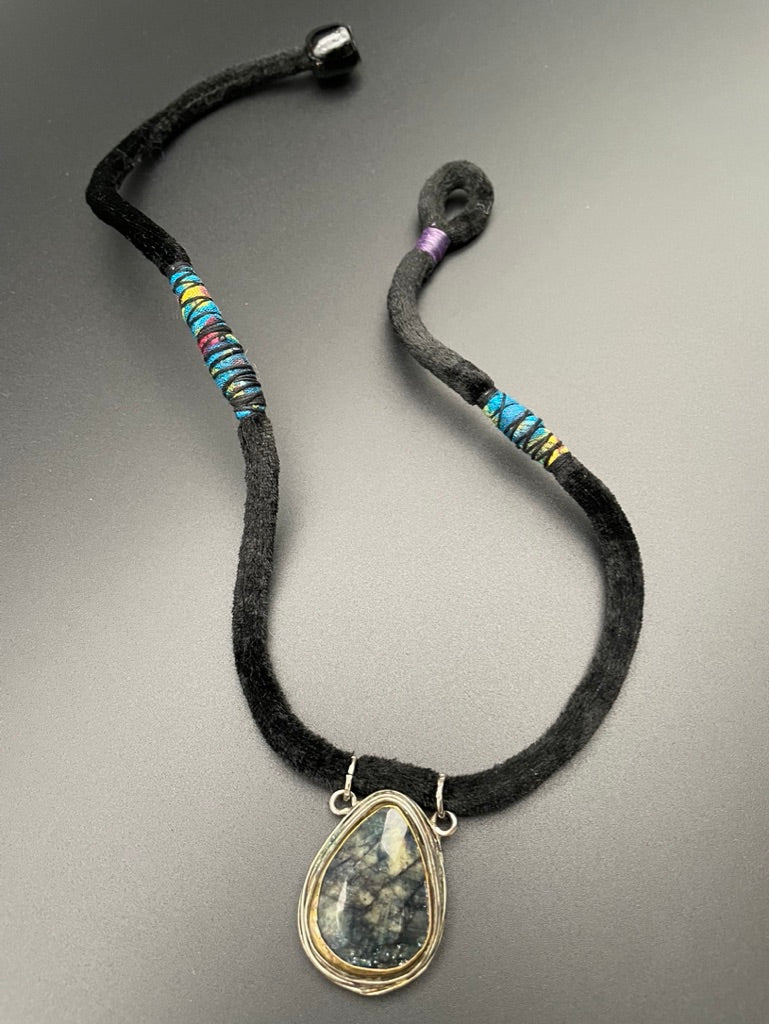 Raw Sapphire Velvet Necklace