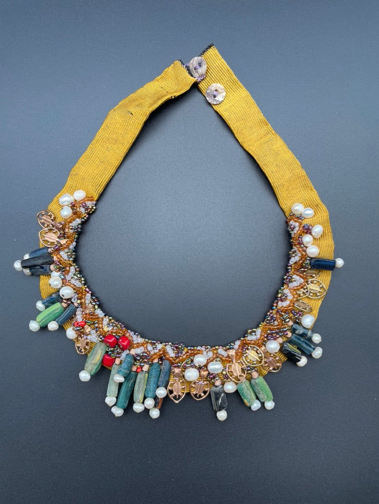 Beaded Bib Choker Necklace