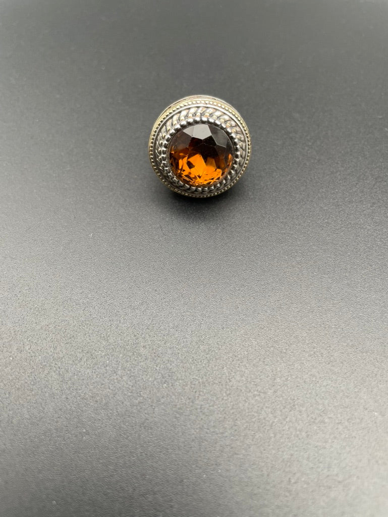 Sterling Silver Crystal Knob Ring
