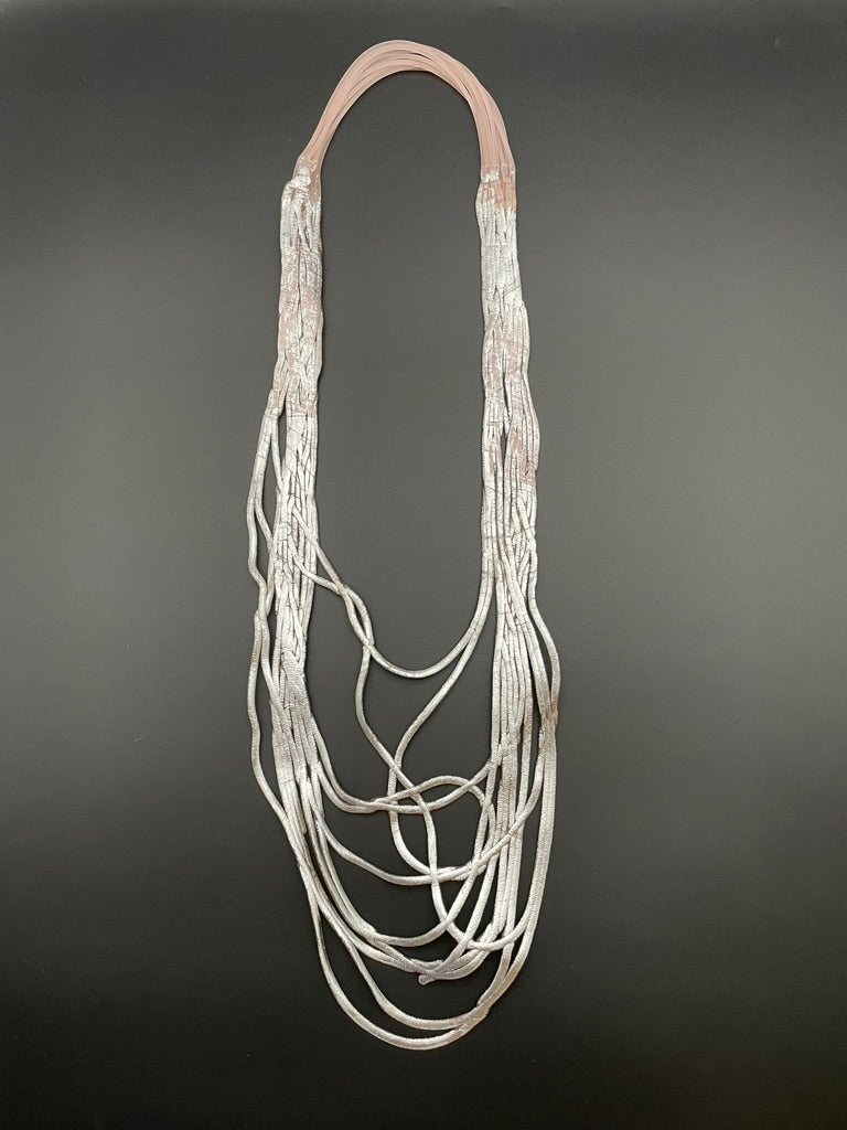 Reversible Rubber Necklace, Gold/Silver