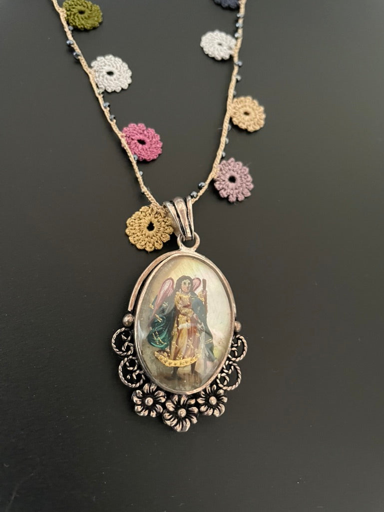 Reversible Sterling Madonna/Gabriel Necklace