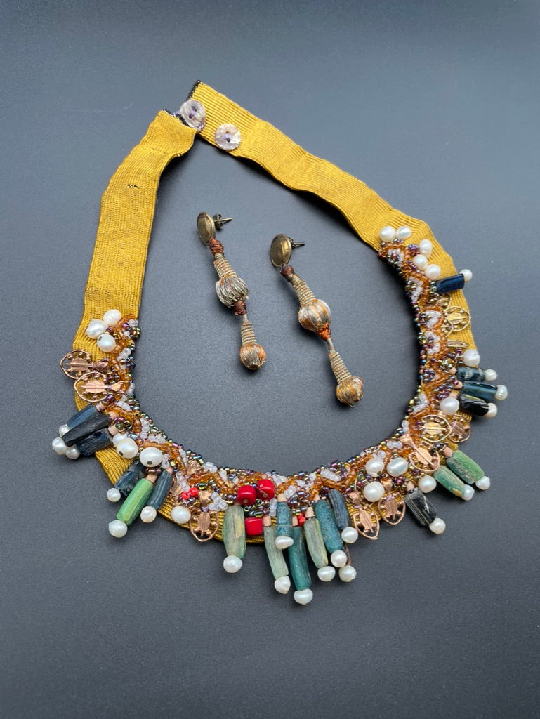 Beaded Bib Choker Necklace