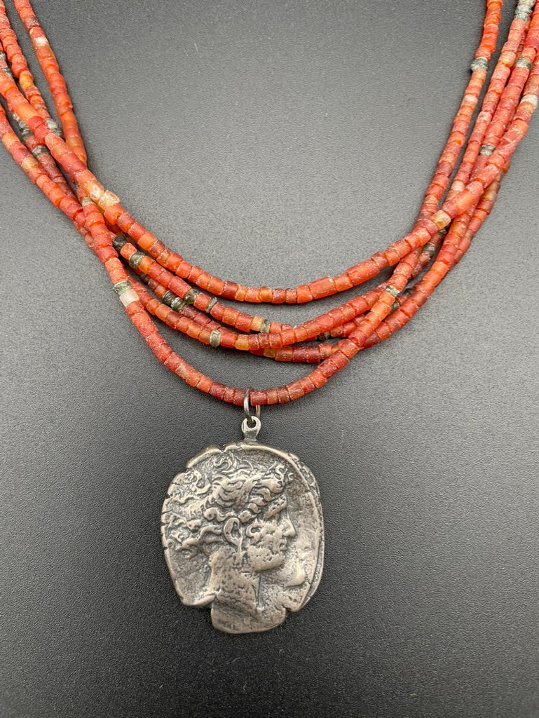 Sterling and Carnelian Sappho Necklace by Theofilos