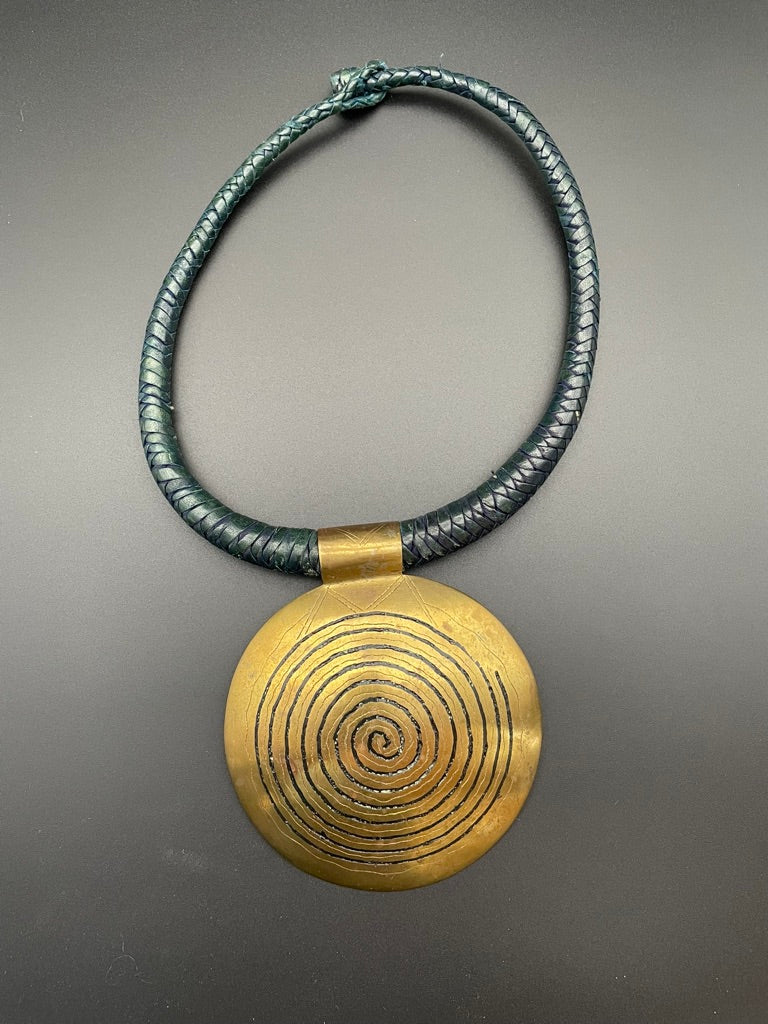 Brass Spiral and Leather Choker
