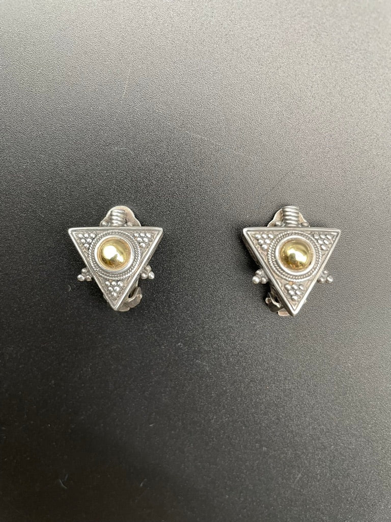 Sacred Geometry Sterling Clip-on Earrings by Theofilos