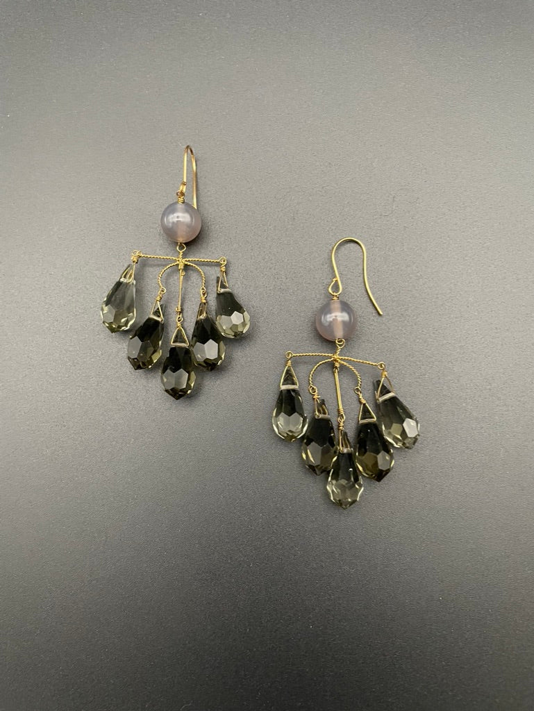 Smoky Crystal Chandelier Earrings by Philippa