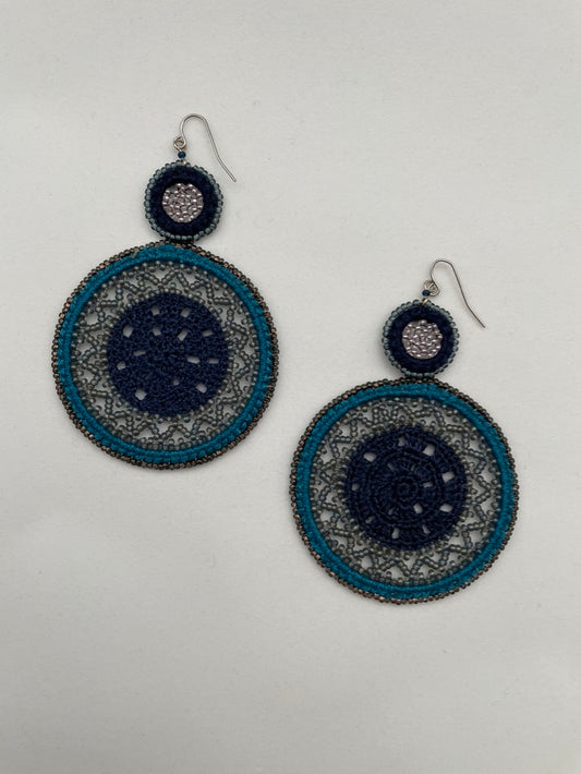 Crochet Beaded Mandala Earrings