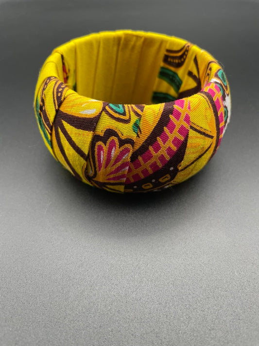 African Fabric Bangle Bracelet (yellow)