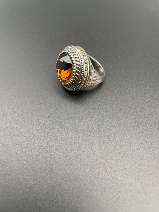 Sterling Silver Crystal Knob Ring