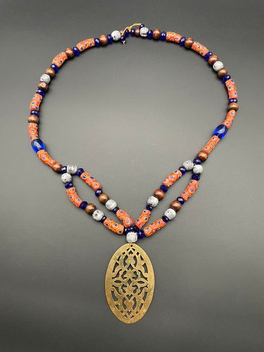 Brass Medallion Necklace by Joykech