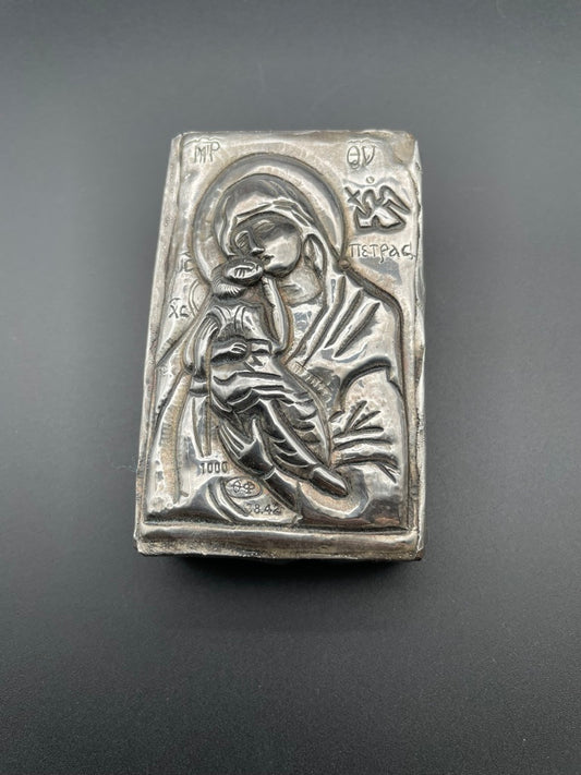 Art Piece:  Madonna Wall Icon (Sterling Silver) by Theofilos