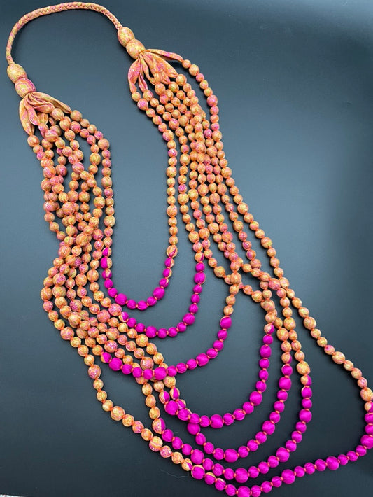 Silk Bead Necklace (extra long strands)