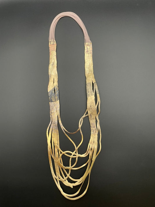 Reversible Rubber Necklace, Gold/Silver