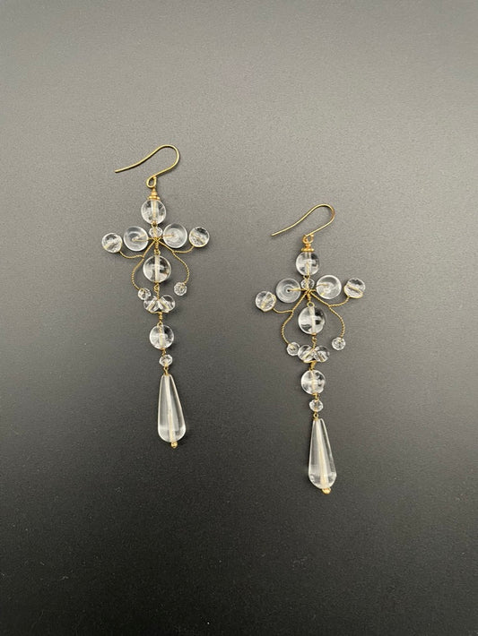 Elongated Crystal Chandelier Earrings by Philippa