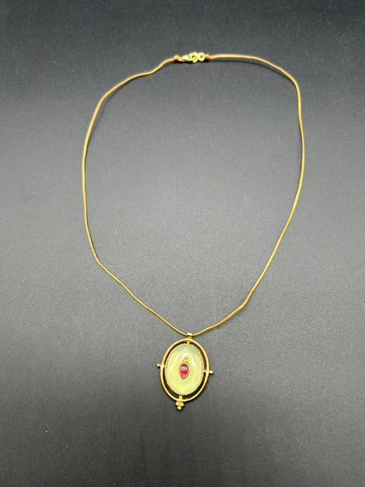 Chalcedony and Pink Tourmaline Corded Necklace by Theofilos