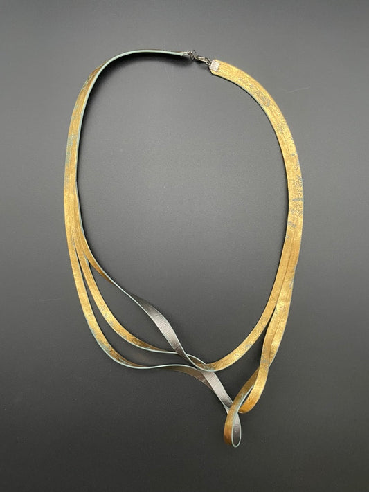 Metallic Rubber Necklace-- gold/silver