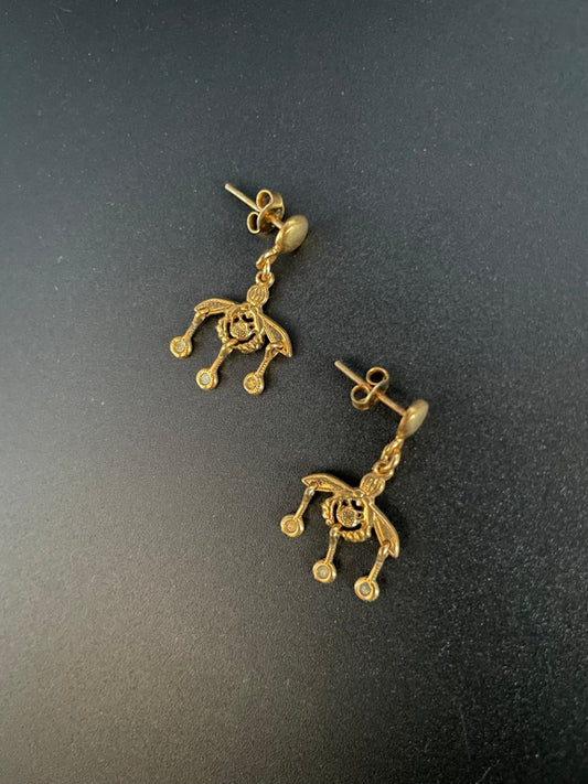 Tiny Bee Dangle Earrings