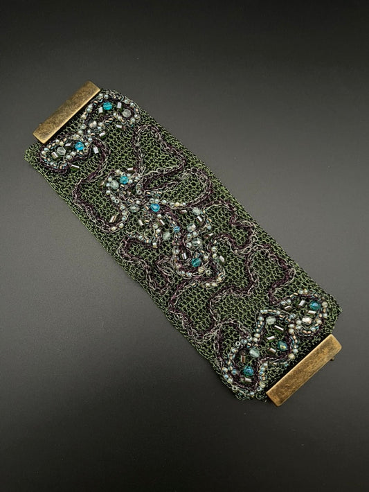 Crocheted Metal and Bead Bracelet
