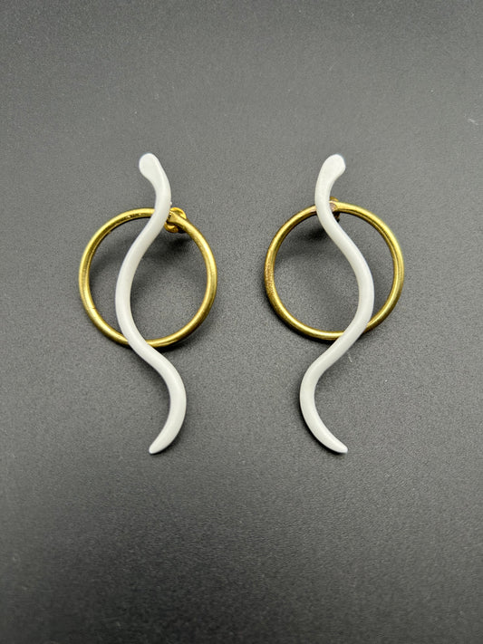 Circle Snakes Earrings by Sibilia (white)