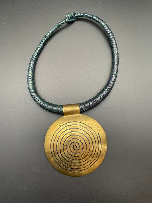 Brass Spiral and Leather Choker