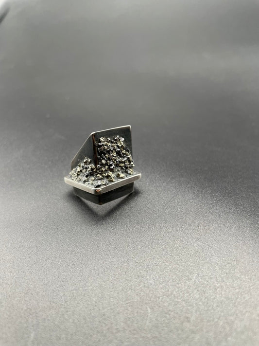 One of a Kind Square Pyrite Ring by Theofilos